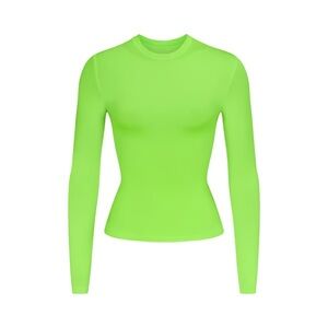 SKIMS Neon Green Cotton Jersey Long Sleeve Top